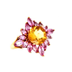 Pre Owned 9ct Citrine and Amethyst Ring ZP561